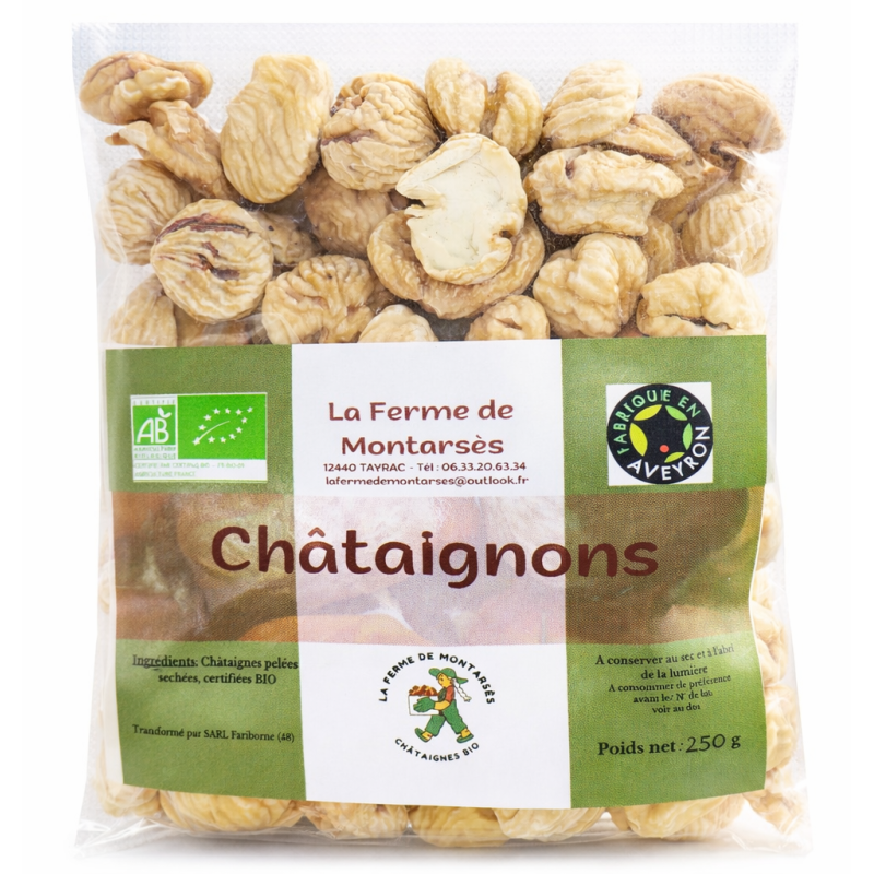 Châtaignes entières, pelées et deshydratées